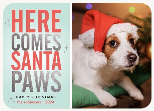 Here Comes Santa Paws Christmas Cards