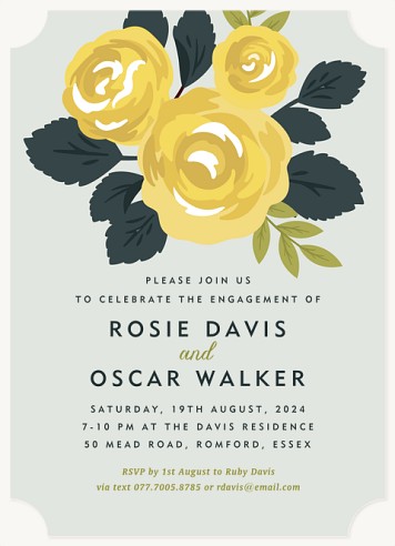 Vintage Flora  Engagement Party Invitations