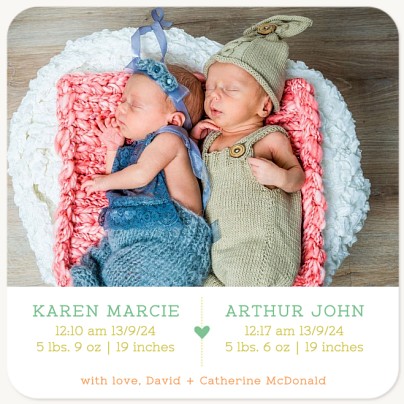 It Takes Two Twin Birth Announcement Cards