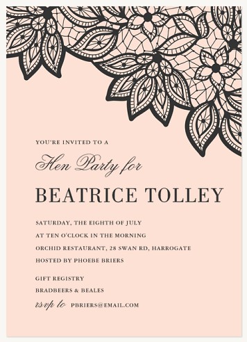 Chantilly Overlay Hen Party Invitations