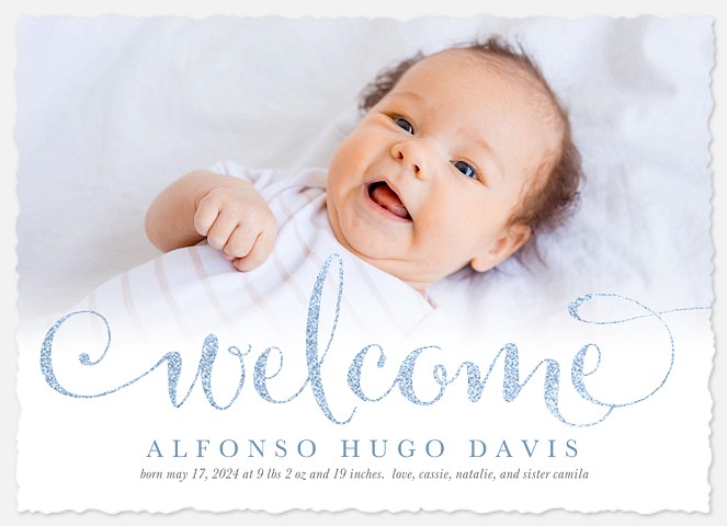 Glittering Welcome Baby Birth Announcements