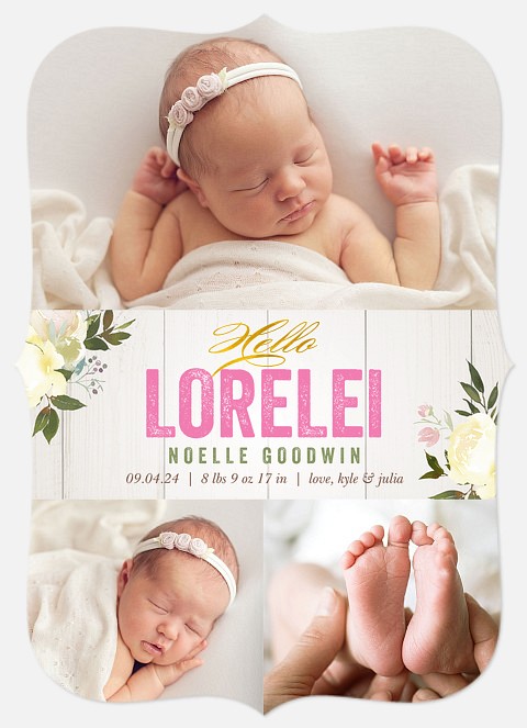Climbing Blossoms Baby Birth Announcements
