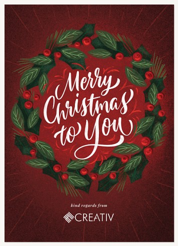 Wreathed Greeting Christmas Cards for Business