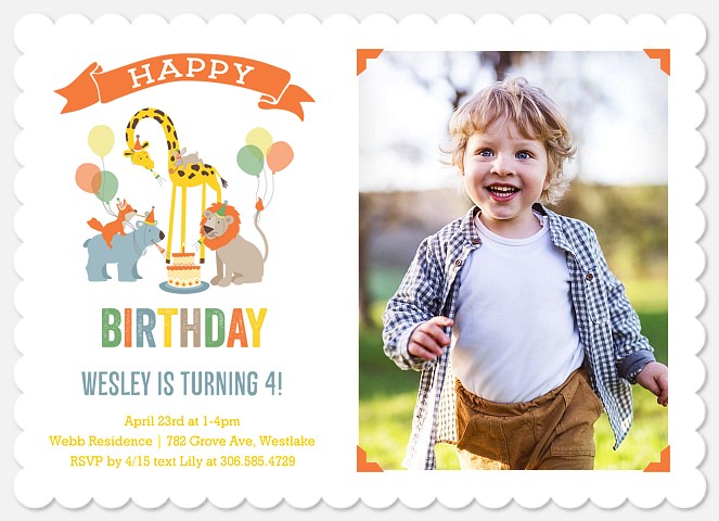 Sweet Animals Kids' Birthday Invitations