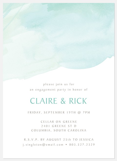 Watercolor Breeze Engagement Party Invitations