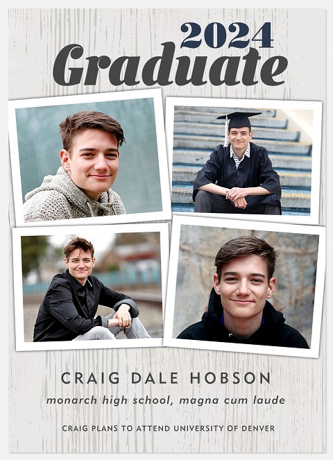 Woodgrain Collage Graduation Cards