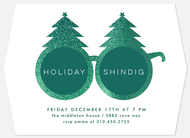 Glittered Glasses Holiday Party Invitations