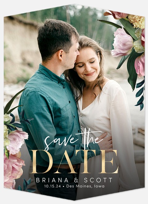 Corner Flowers Save the Date Photo Cards