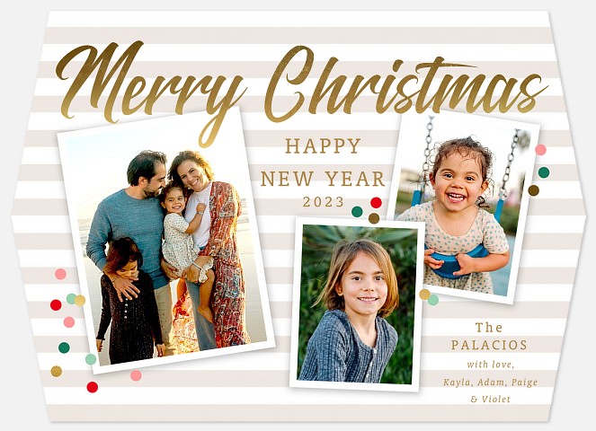 Stripes and Confetti Holiday Photo Cards