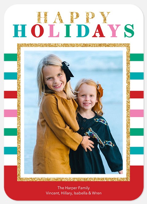 Striped Holiday Holiday Photo Cards