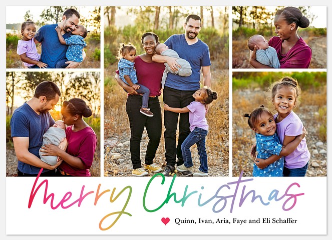 Rainbow Christmas Holiday Photo Cards