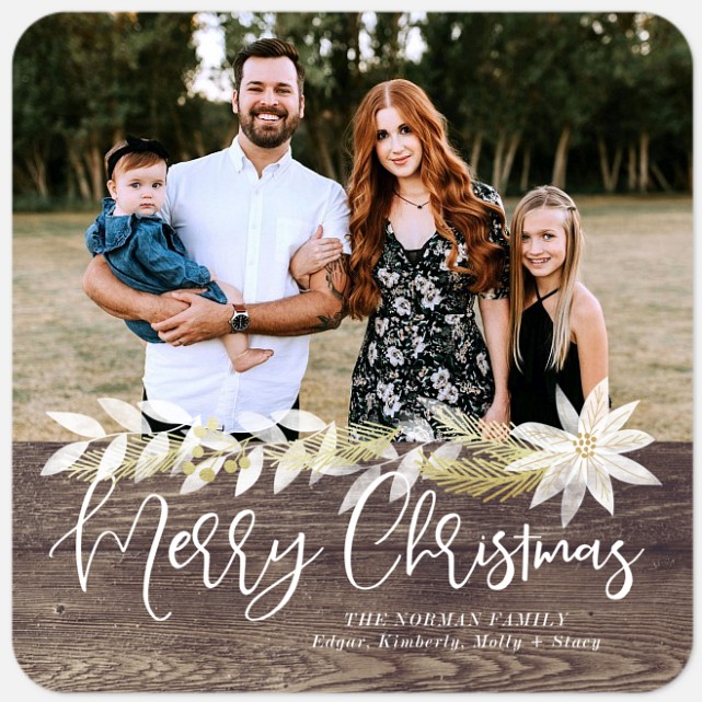 Stamped Poinsettia Holiday Photo Cards