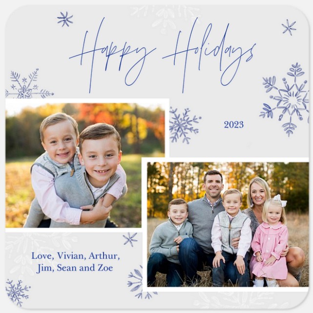 Stitched Snowflakes Holiday Photo Cards