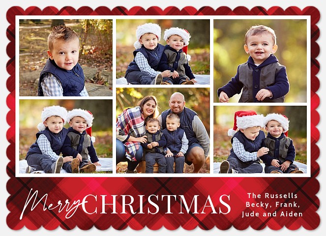 Plaid Collage Holiday Photo Cards