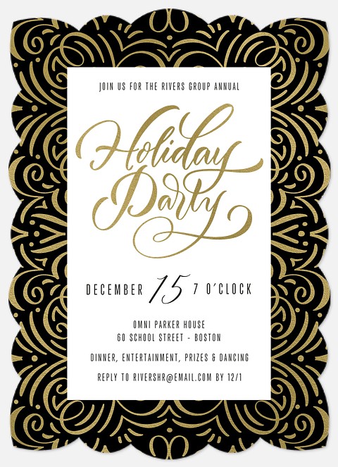 Flourished Frame Holiday Party Invitations