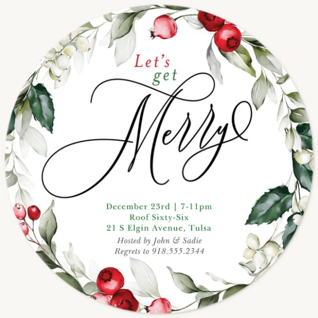 Scripted Merry Holiday Party Invitations