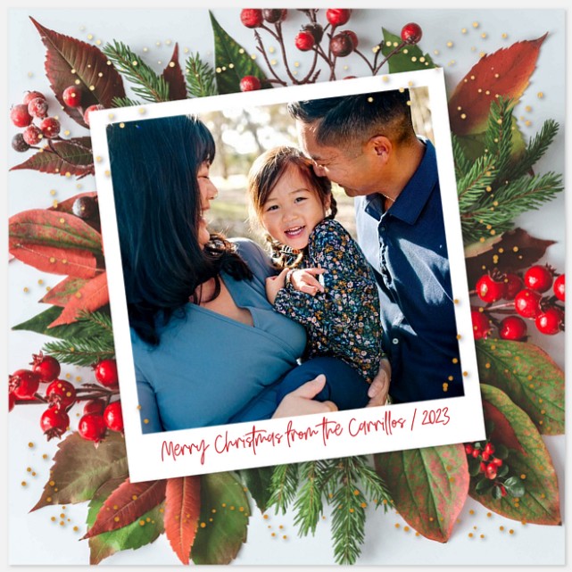 Leafy Frame Holiday Photo Cards