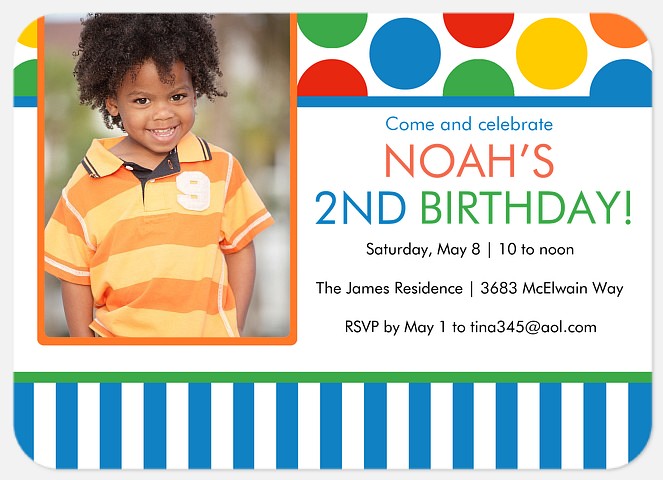 Stripes & Dots Boy Birthday Invitations
