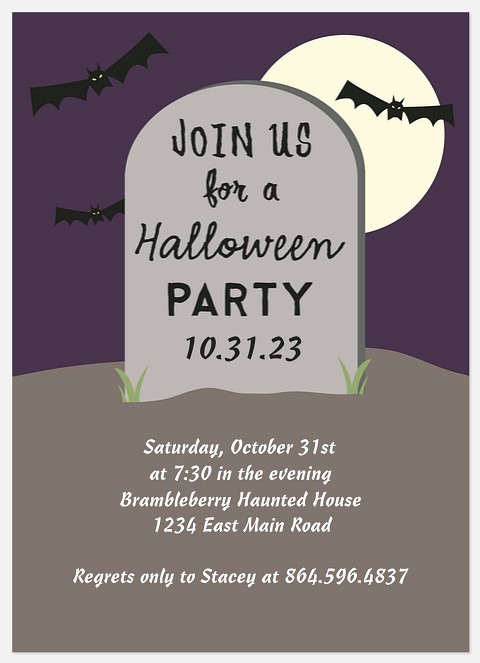 Spooky Graveyard  Halloween Party Invitations