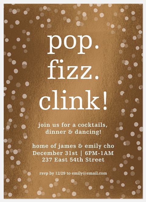 Pop, Fizz, Clink Holiday Party Invitations