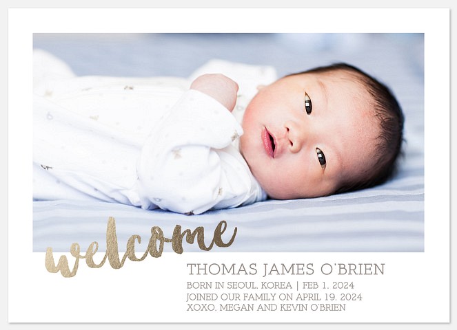 Beaming Joy Baby Birth Announcements
