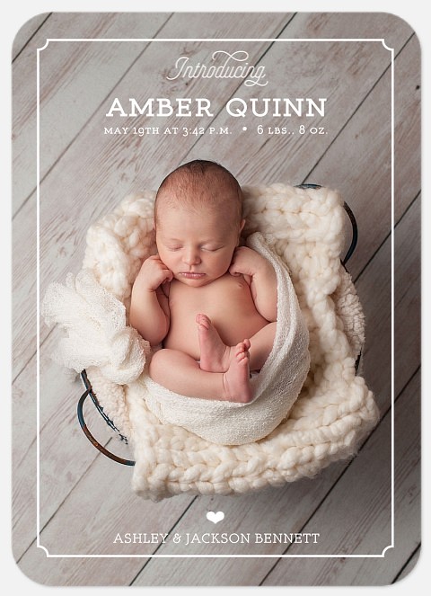 Modern Frame Baby Girl Birth Announcements