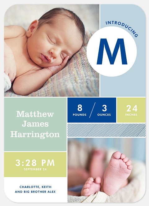 Mod Collage Baby Birth Announcements