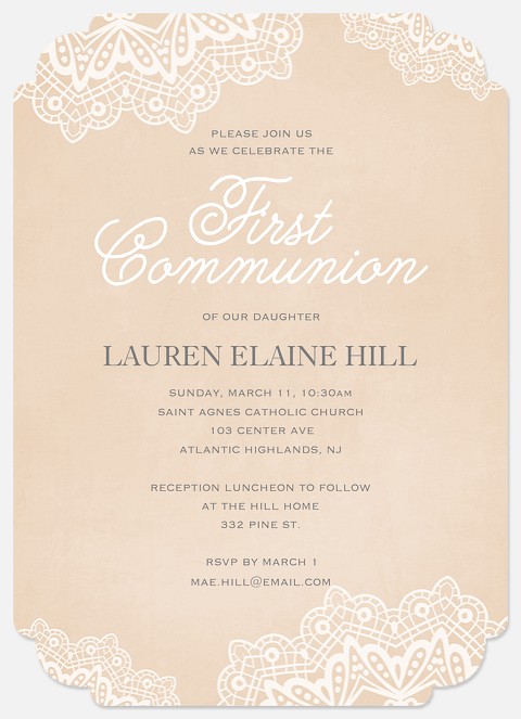 Blessed Lace First Communion Invitations