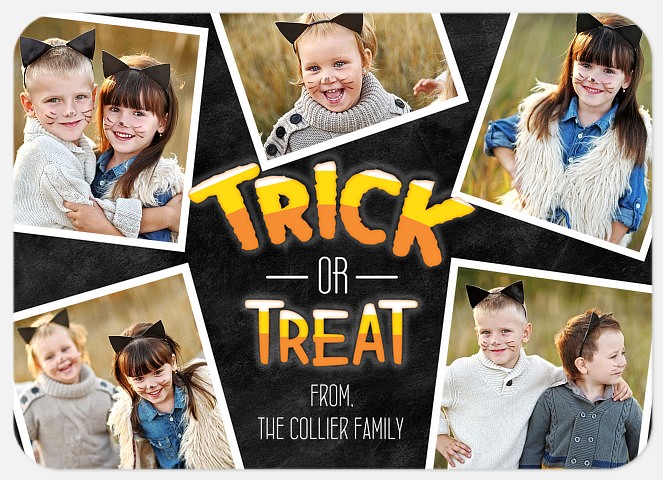 Candy Corn Tricks Halloween Photo Cards