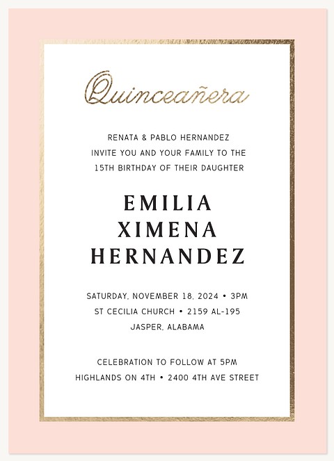 Sample of Quinceanera Invitation QUINCE BIRTHDAY