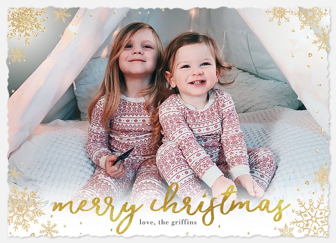 Glittering Snowflakes Holiday Photo Cards