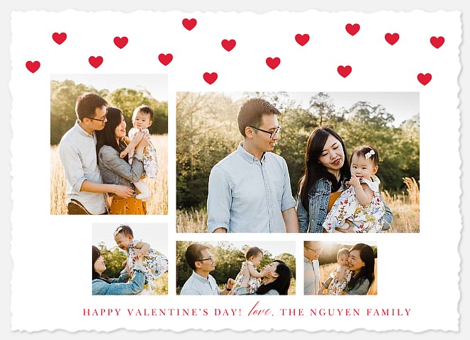 Scattered Hearts Valentine Photo Cards