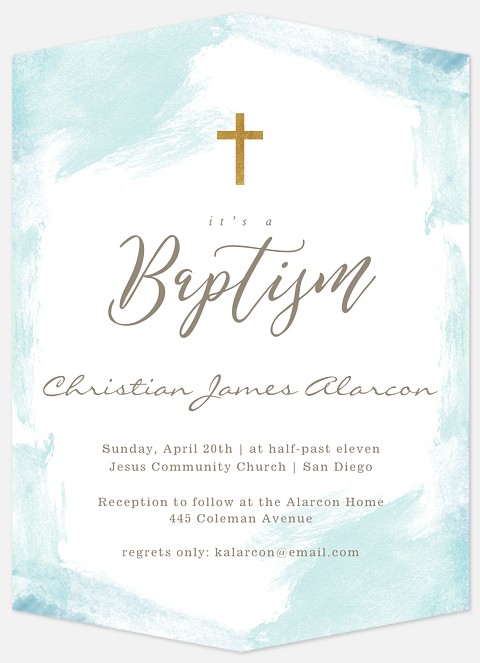 Brushed Abstract Baptism Christening Invitations