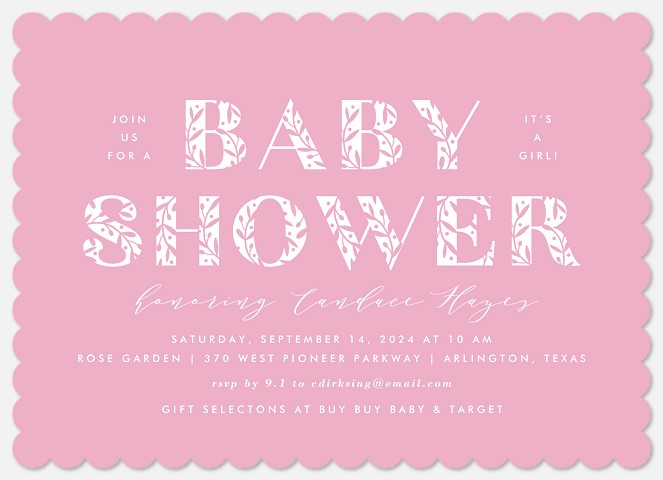 Etched Shower Baby Shower Invitations