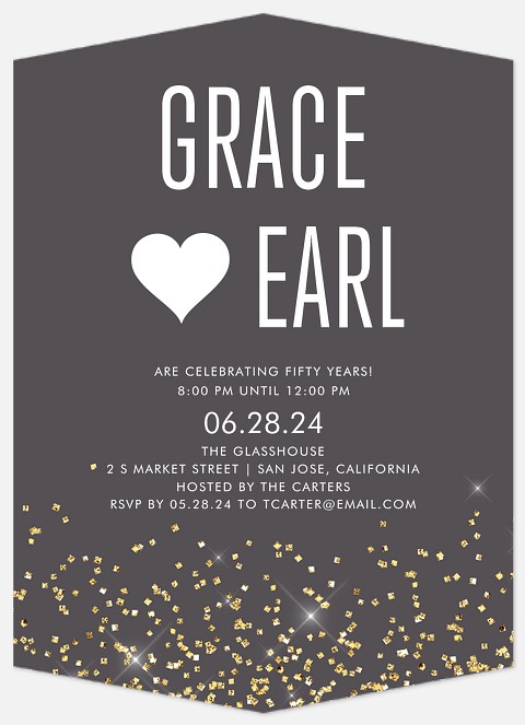 Glitter Cascade Anniversary Invitations