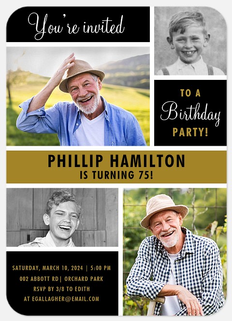 Then and Now Adult Birthday Invitations