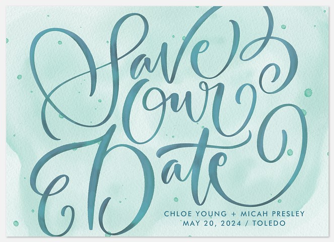 Watercolor Flourish Save the Date Photo Cards