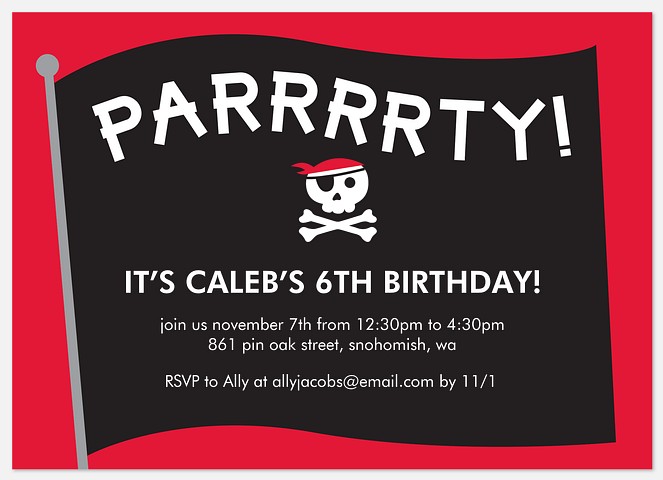 Pirate Flag Kids' Birthday Invitations