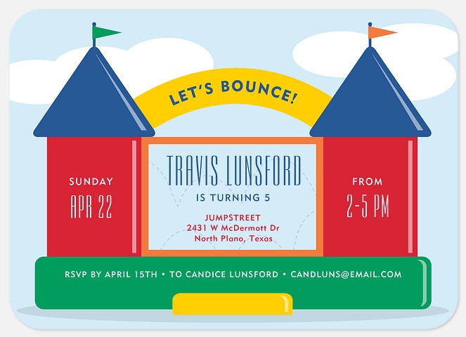 Primary Bounce Kids' Birthday Invitations
