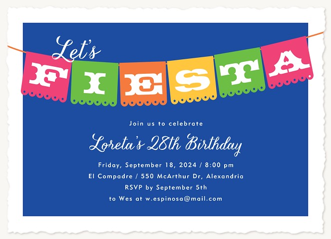 Fiesta Banner Adult Birthday Party Invitations