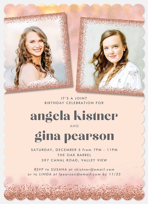 Glam Glitter Teen Birthday Invitations