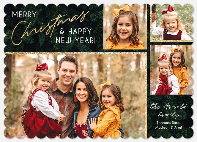Vintage Pine Holiday Photo Cards