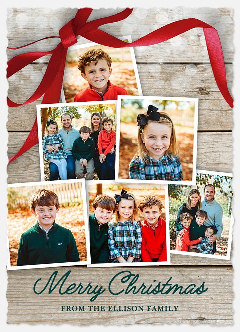 Rustic Ribbon Holiday Photo Cards