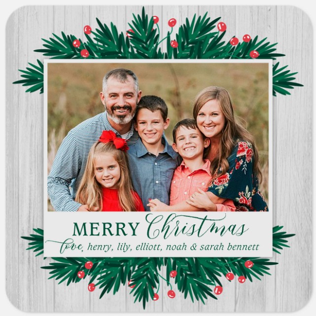 Evergreen Trimmings Holiday Photo Cards