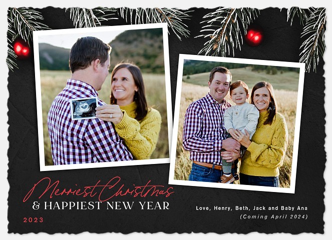 Frosted Evergreen Holiday Photo Cards