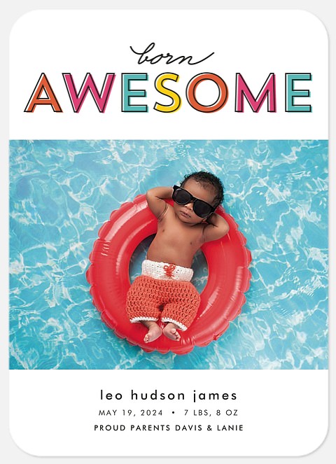 Born Awesome Baby Birth Announcements