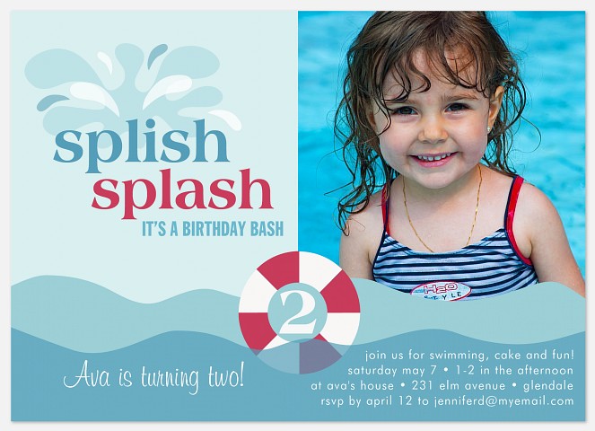 splash Girl Birthday Invitations