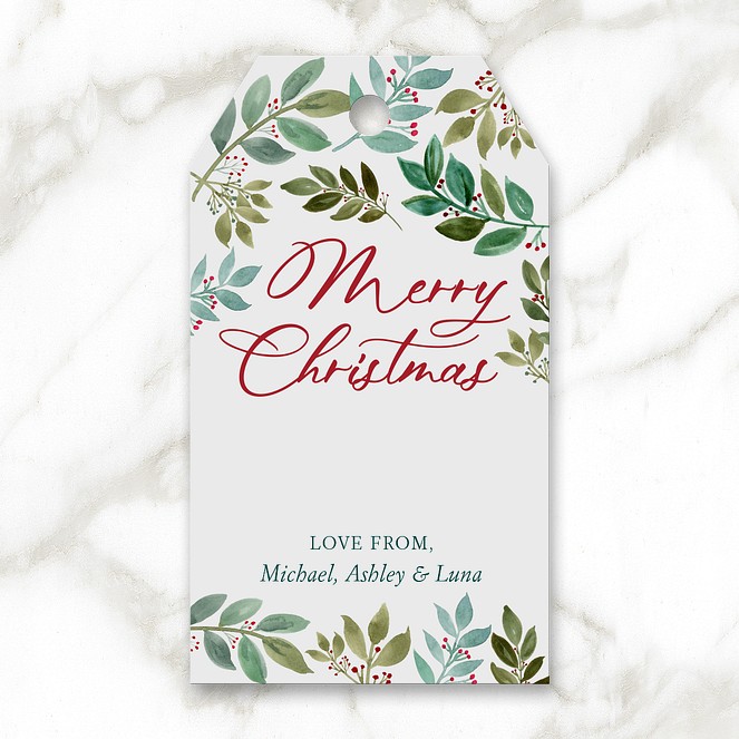 Watercolor Spruce Custom Gift Tags