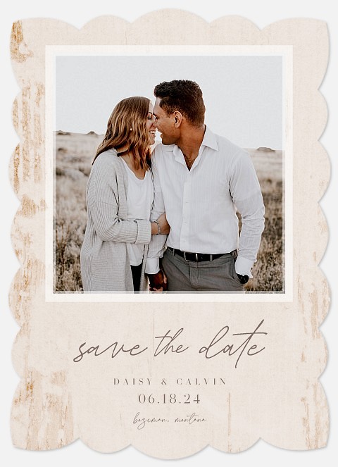 Etched Wood Save the Date Photo Cards