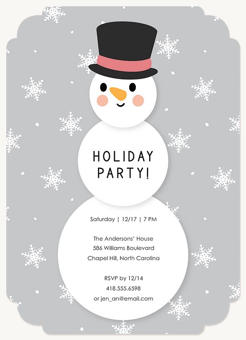 Snowman Soiree Holiday Party Invitations